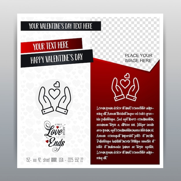 Happy Valentine's Day Red Icon Vertical Banner Red background. Vector illustration