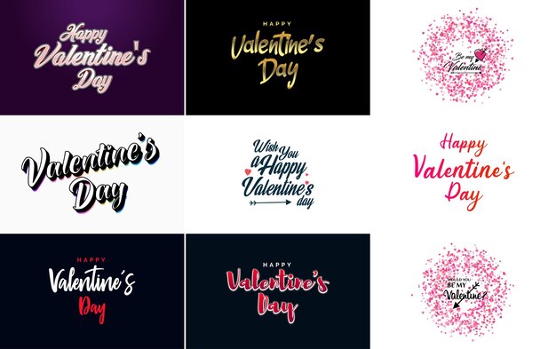 Happy Valentine's Day typography poster with handwritten calligraphy text isolated on white background