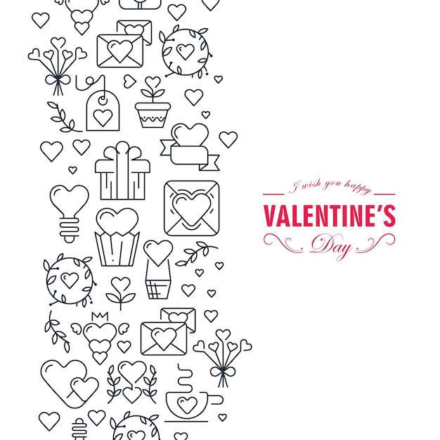 Happy valentines card with many symbols illustration