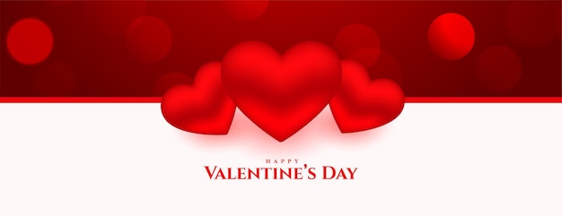 Happy valentines day 3d hearts banner beautiful design