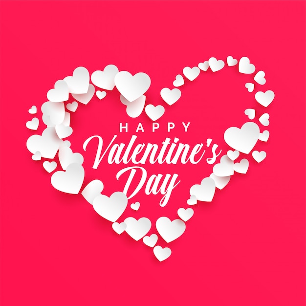 Free Vector happy valentines day background with white hearts frame