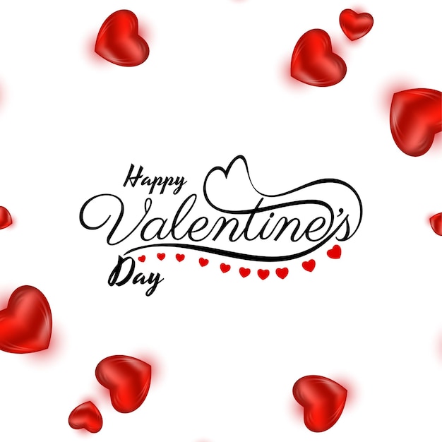 Happy Valentines day celebration beautiful text design background with red hearts vector