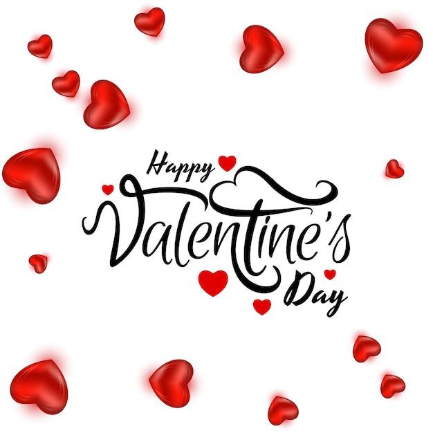 Happy Valentines day celebration beautiful text design background with red hearts vector