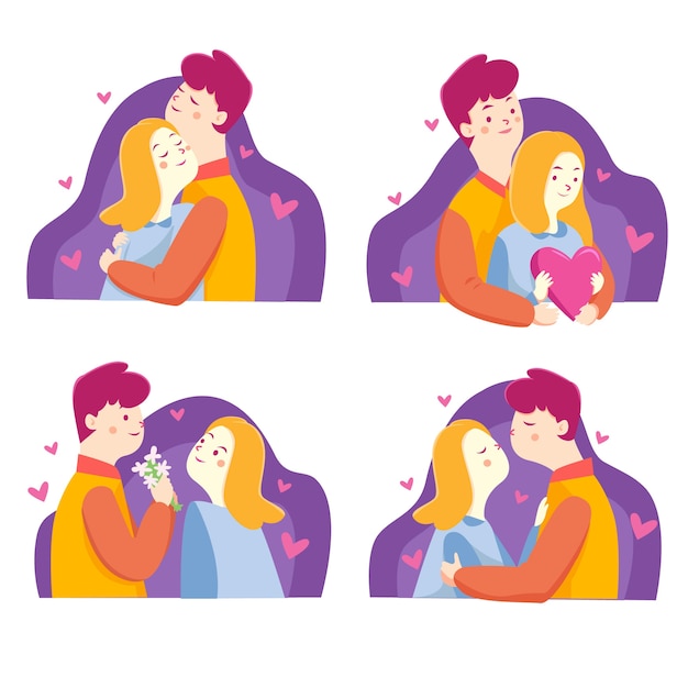 Free Vector happy valentines day couple collection