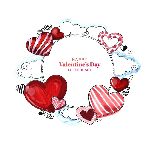 Happy valentines day lovely heart greeting card background