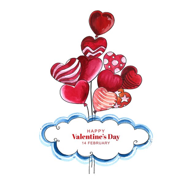 Happy valentines day lovely heart greeting card background