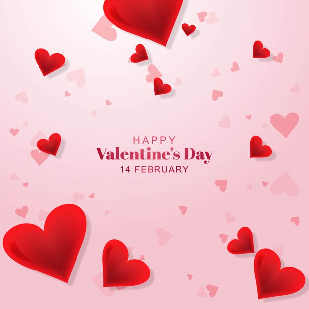 Happy valentines day lovely heart greeting card template