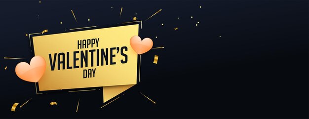 Happy valentines day messahe golden and black banner design