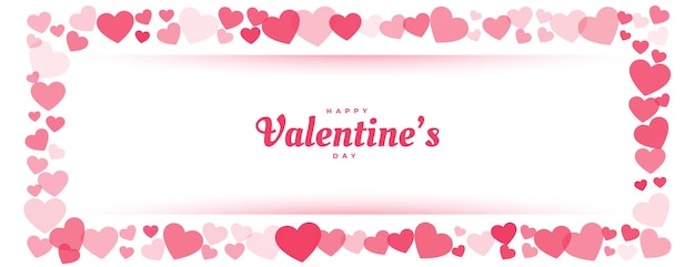 Free Vector happy valentines day red heart frame banner 