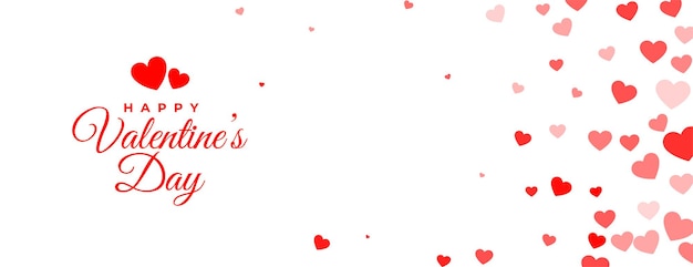 Happy valentines day white banner with love hearts