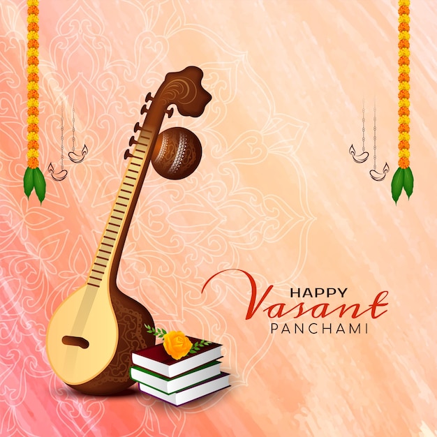 Happy Vasant Panchami festival of wisdom and art celebration background vector