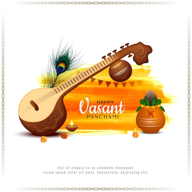 Happy Vasant Panchami Indian cultural festival background design vector