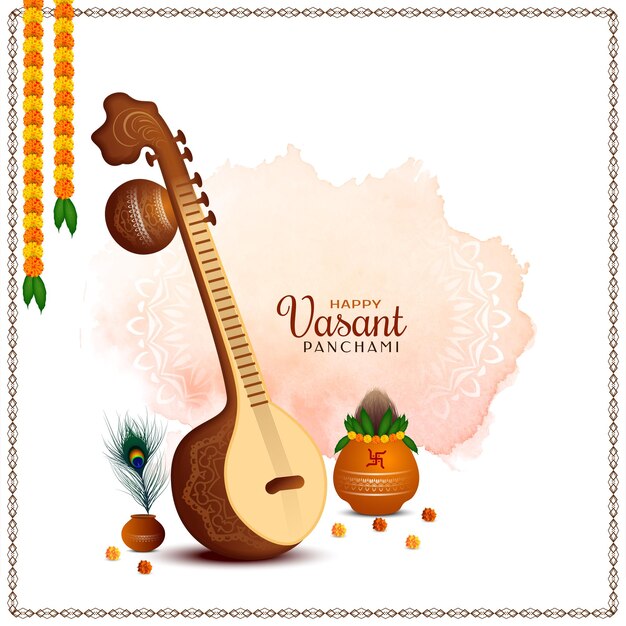 Happy Vasant Panchami Indian cultural festival background design vector