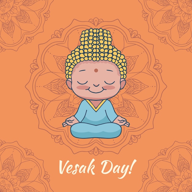 Free Vector happy vesak artisitc drawing