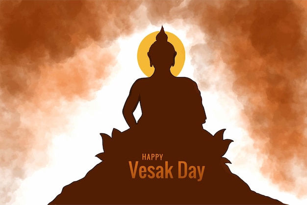 Free vector happy vesak day buddha purnima wishes celebration card background