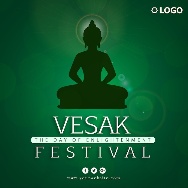 Happy Vesak Greetings Pine Green Background Social Media Design Banner