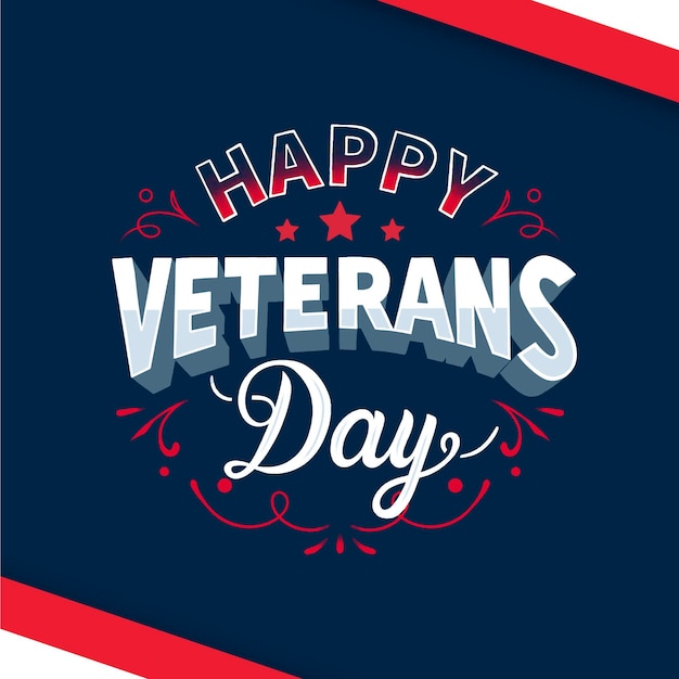 Free Vector happy veterans day lettering design