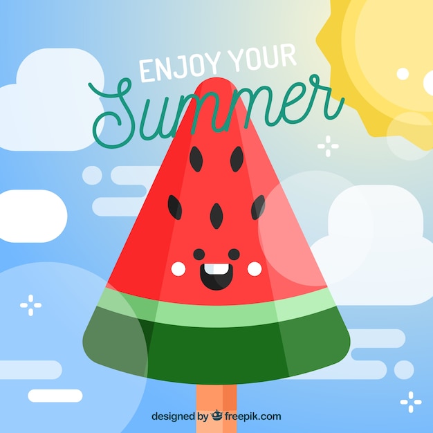 Free Vector happy watermelon background in flat design