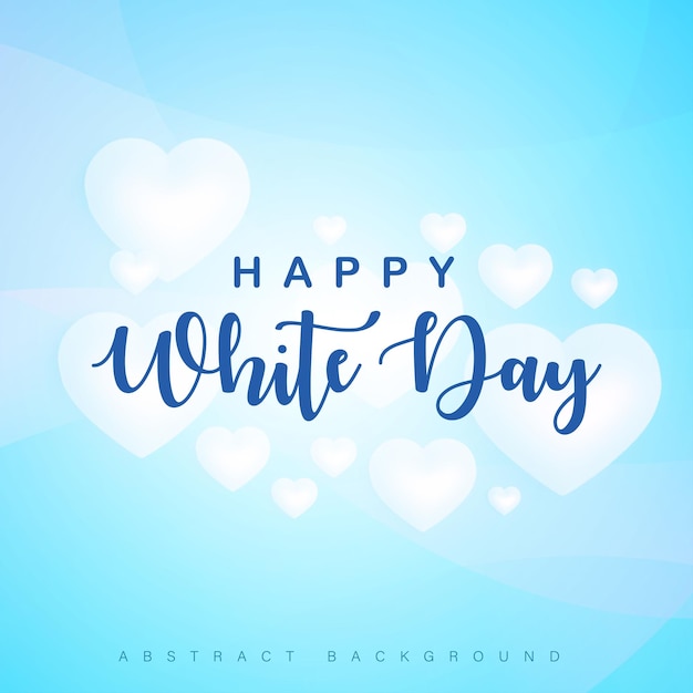 Happy White Day Greetings White Heart Blue Background Social Media Design Banner