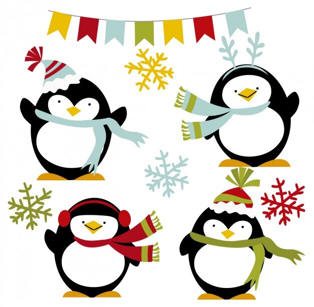 Free Vector happy winter penguins