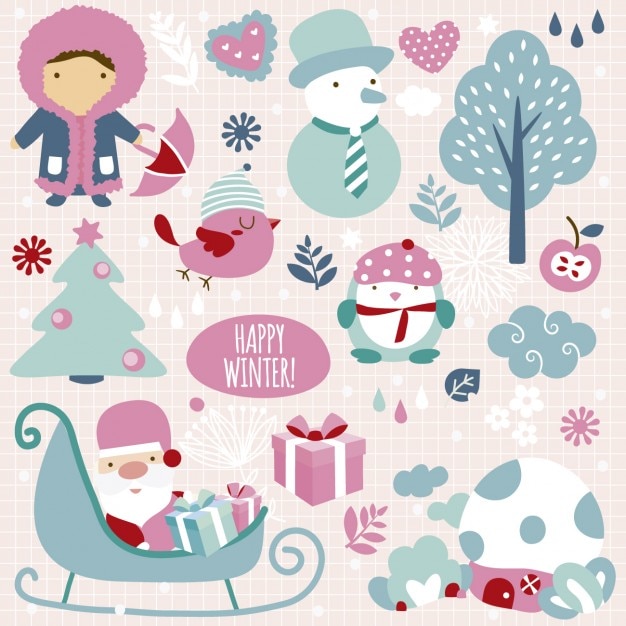 Free Vector happy winter!!