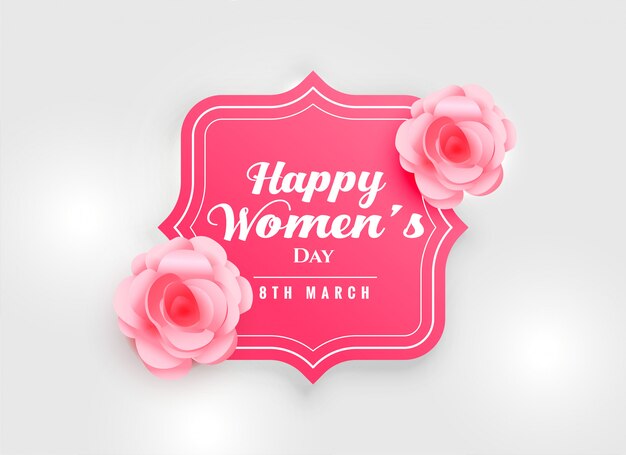 Happy women's day background with pink rose flower