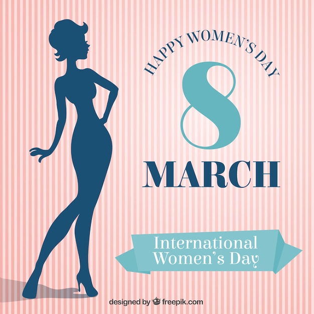 Happy women's day card with a female silhouette