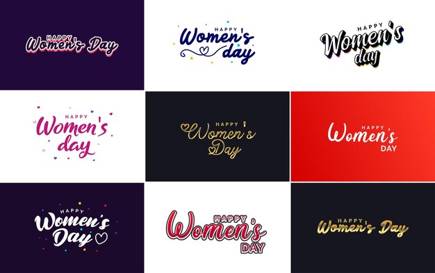 Happy Women's Day greeting card template with hand lettering text design creative typography suitable for holiday greetings vector illustration