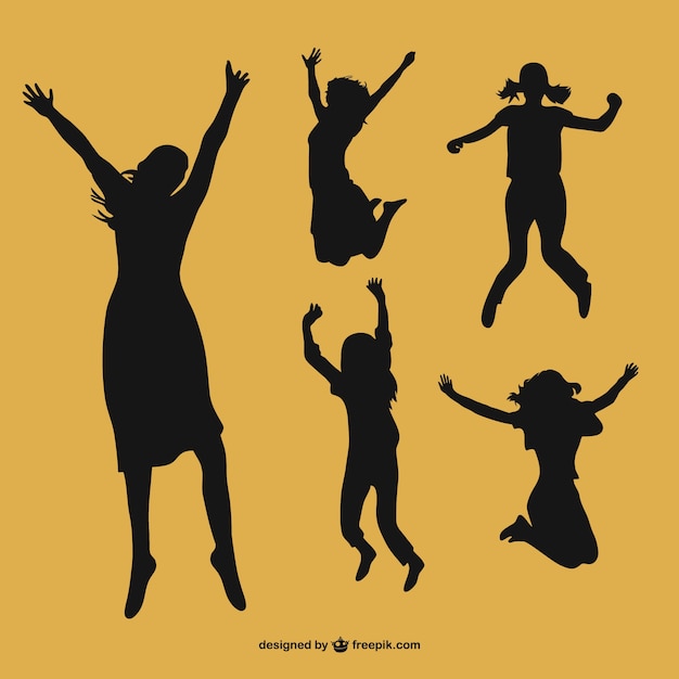 Free Vector happy women silhouettes set