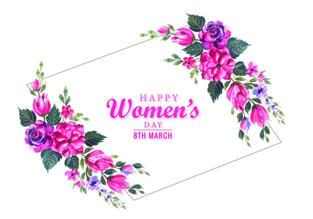 Happy womens day beautiful flower card background