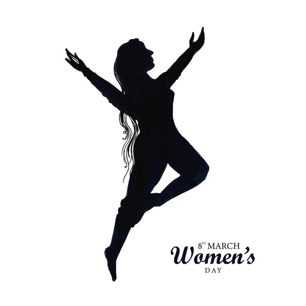 Happy womens day for dancing girl greeting card background