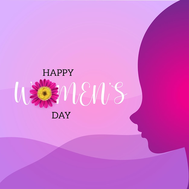 Happy Womens Day Greetings Purple Flower Violet Background Social Media Design Banner