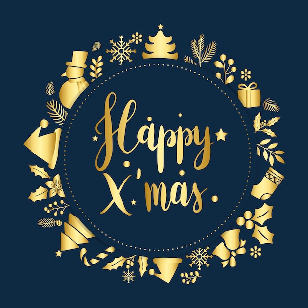 Happy Xmas greeting badge vector