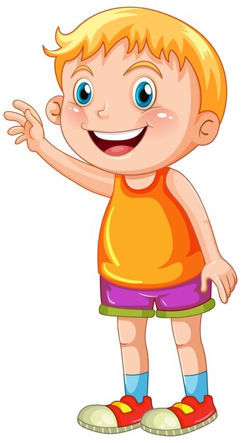 Happy young boy cartoon character standing