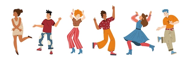 Free vector happy young people dance and joy