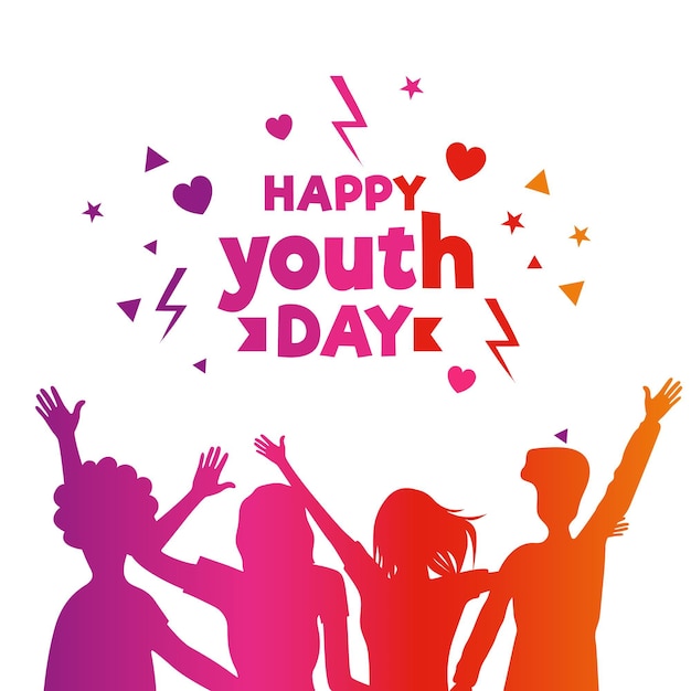 Happy youth day silhouettes