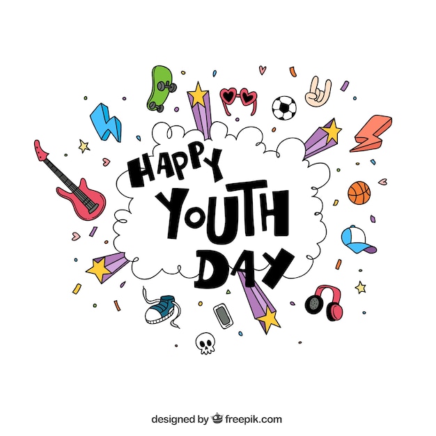 Happy youth day sketches background