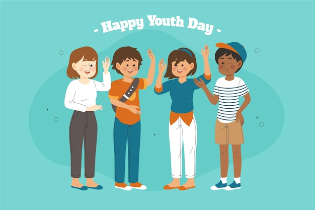 Free Vector happy youth day with people