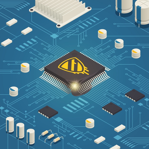 Hardware Bug Isometric Composition