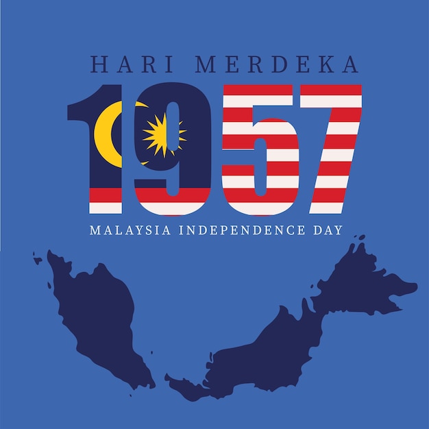 Free vector hari merdeka malaysia celebration card