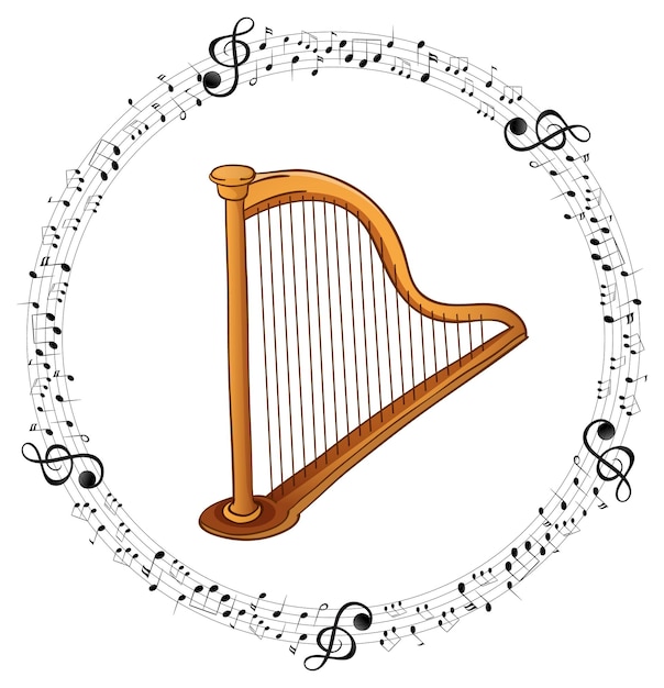 Free Vector harp instrument on white background