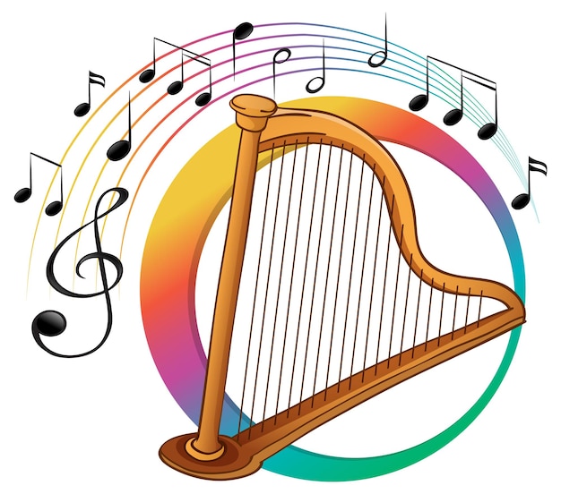 Free vector harp instrument on white background