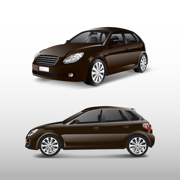 Hatchback car in brown vector