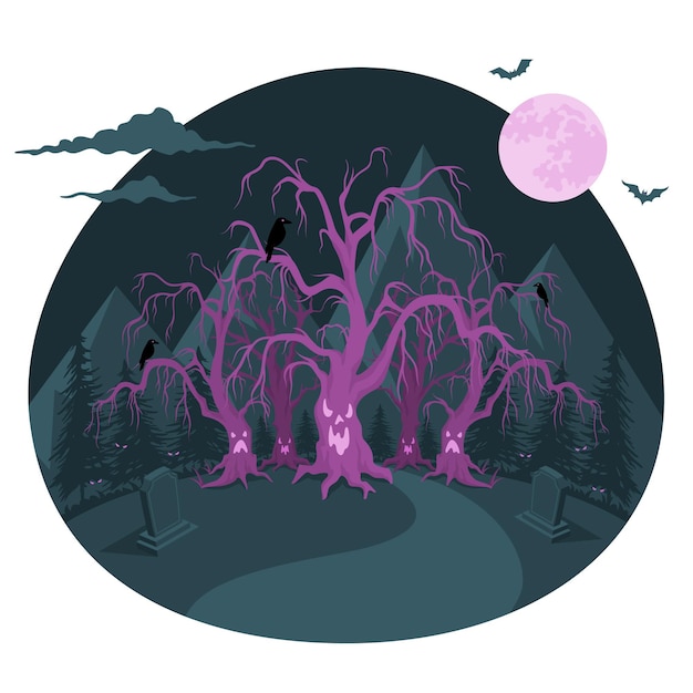 Free vector haunted forest concept illustration