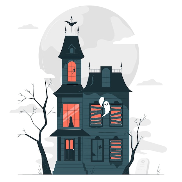 Haunted house concept illustration