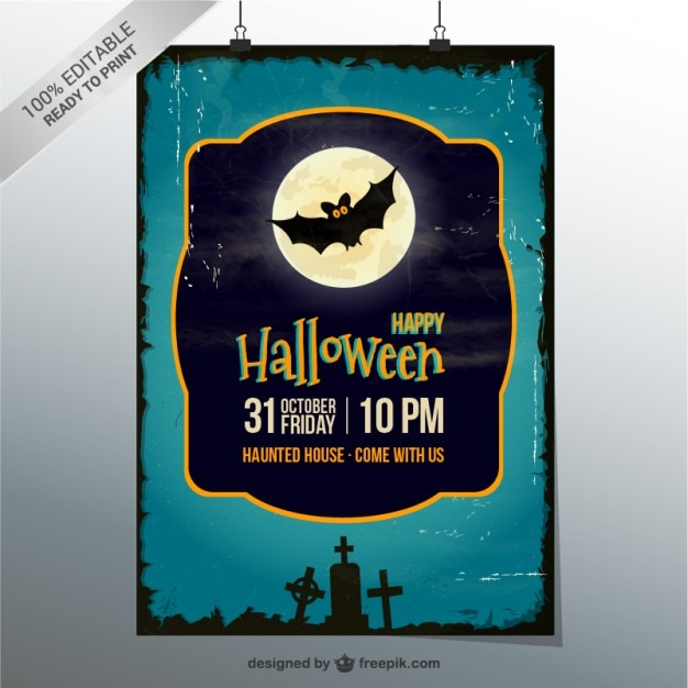 Free Vector haunted house party poster