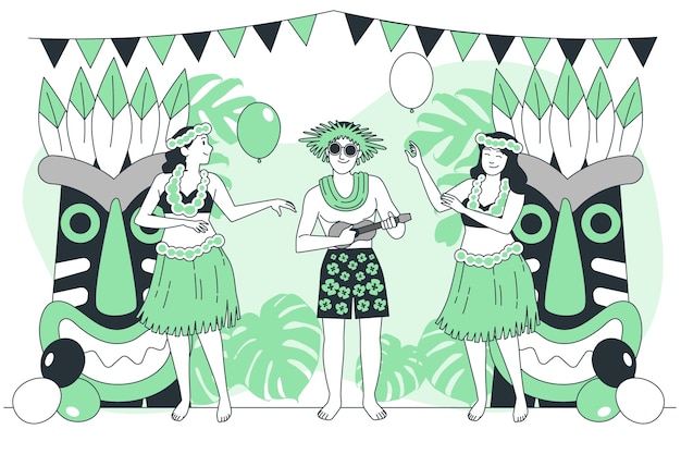 Free vector hawaiian party concept illustration