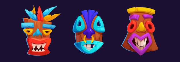 Free vector hawaiian totem tiki mask