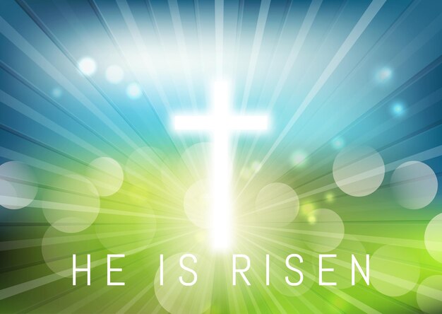 He is risen background with a sunburst design