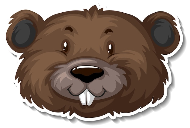 Free Vector head of beaver animal cartoon sticker